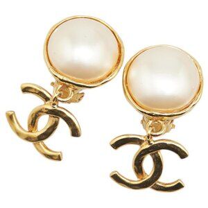 Chanel Gold Plated Faux Pearls Earrings